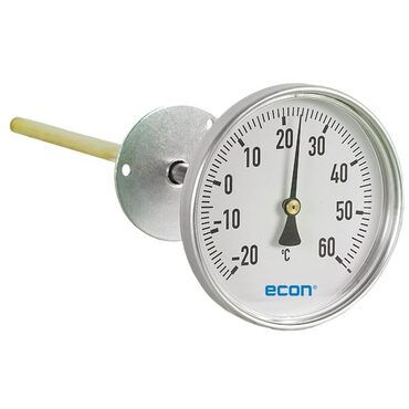Bimetaal thermometer fig. 685 aluminium/messing flens/insteek